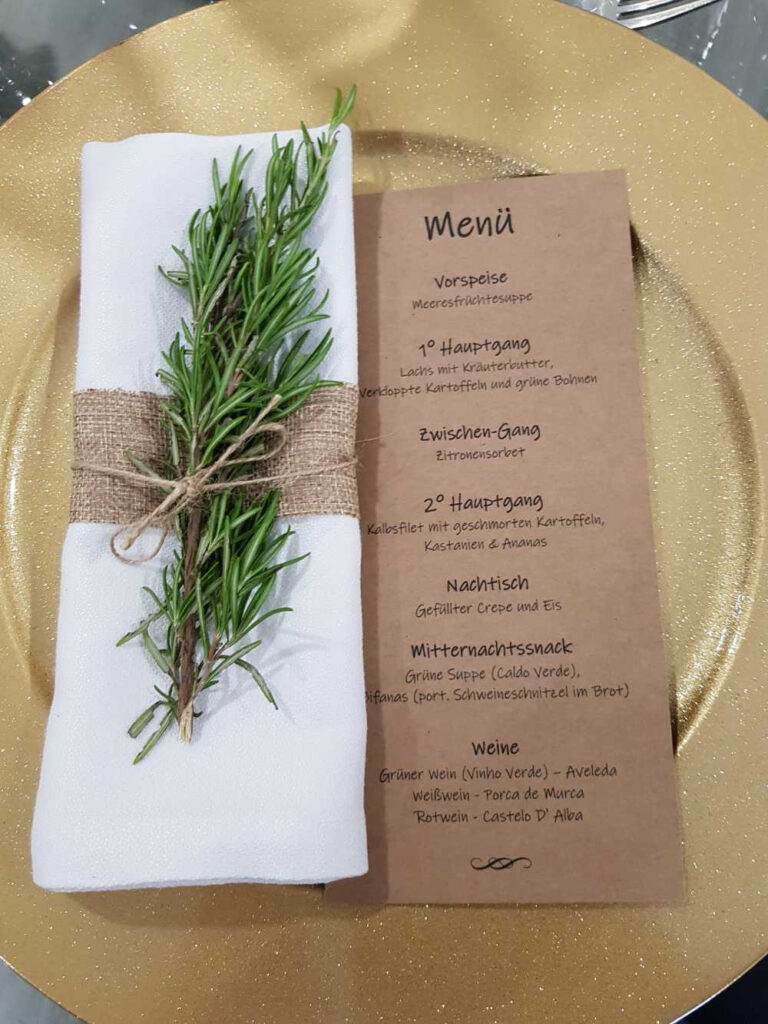 Deutsch - Portugiesisch Hochzeitsmenü